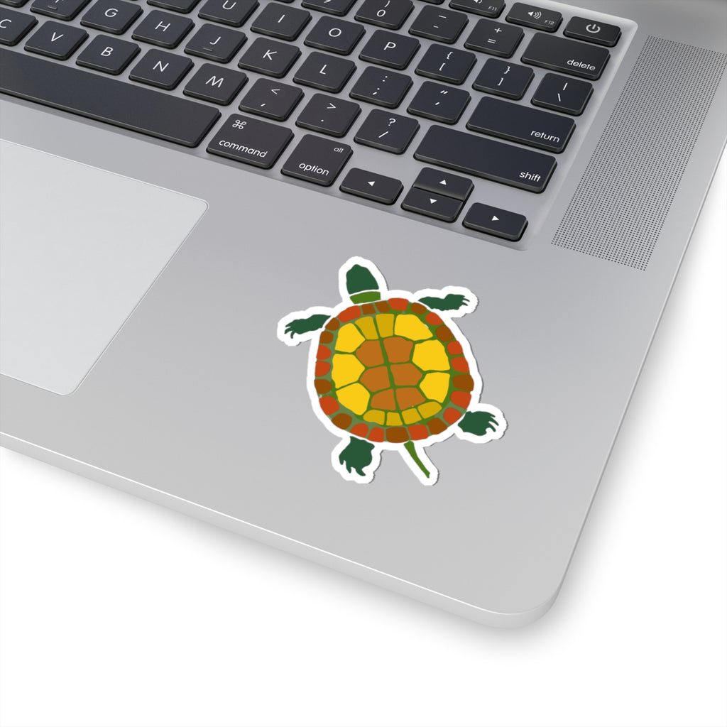 Turtle Kiss-Cut Sticker — Cute Retro Pond Turtle Decal for Laptops & Water Bottles