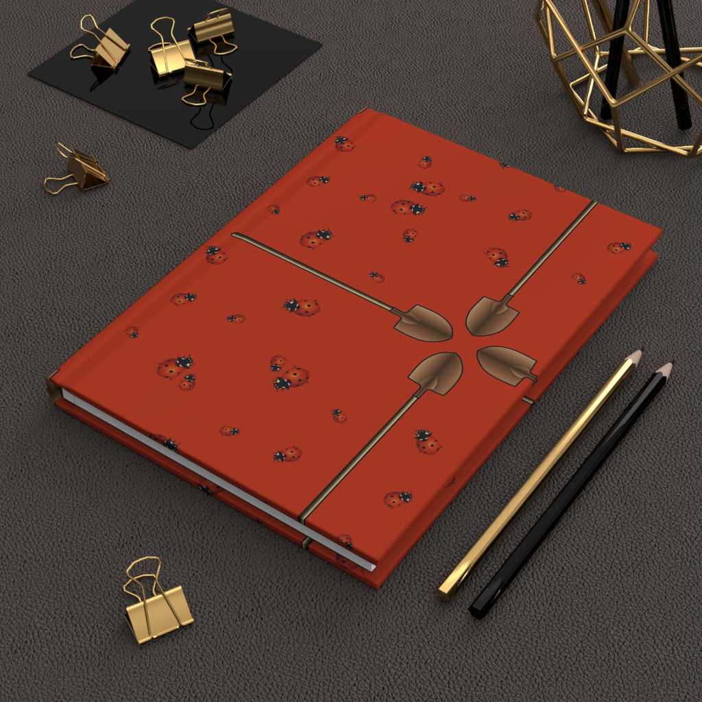 Ladybug Pattern Hardcover Journal — Red Floral Dotted Notebook