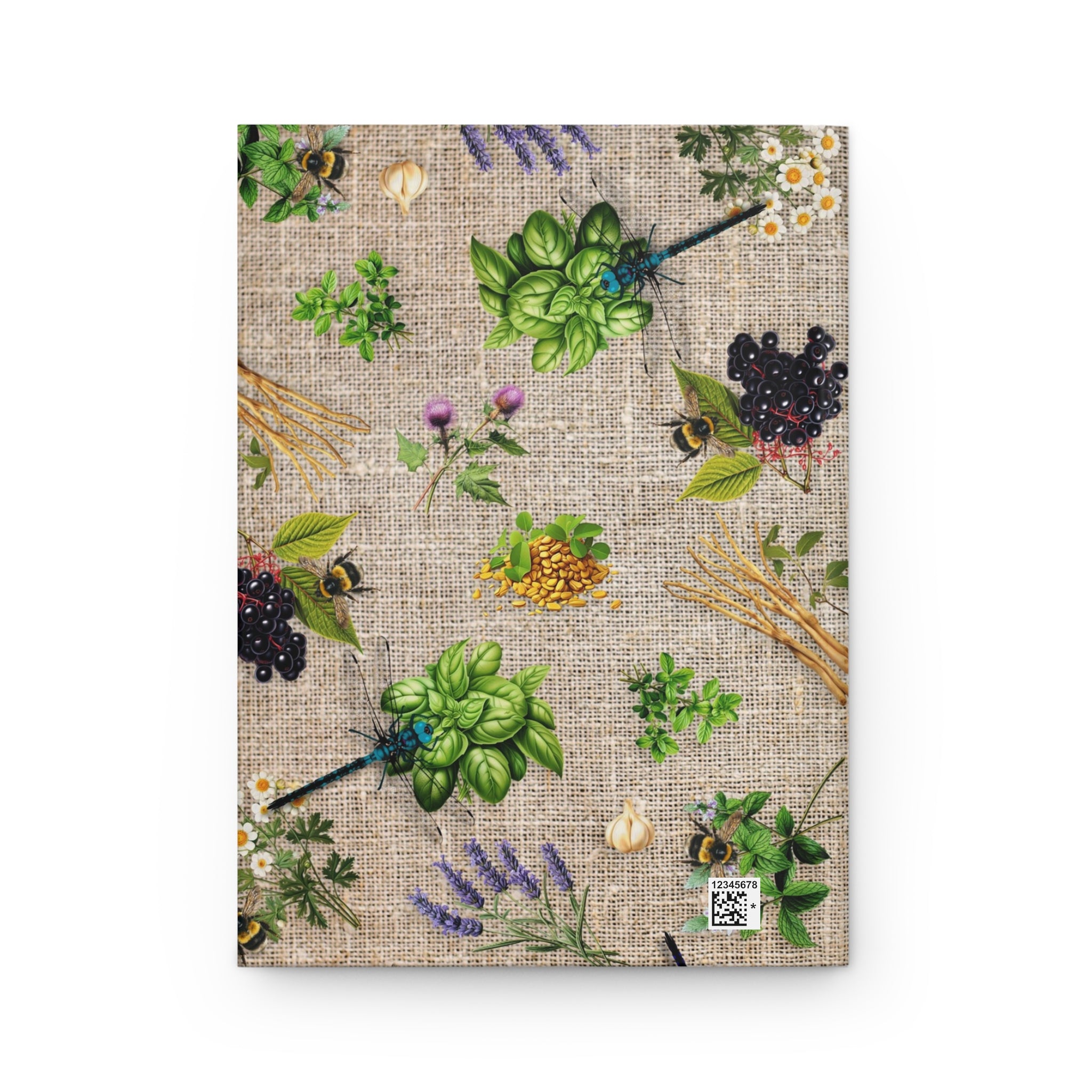 Botanical Herb Journal — Hardcover Matte Notebook with Rustic Plant Pattern