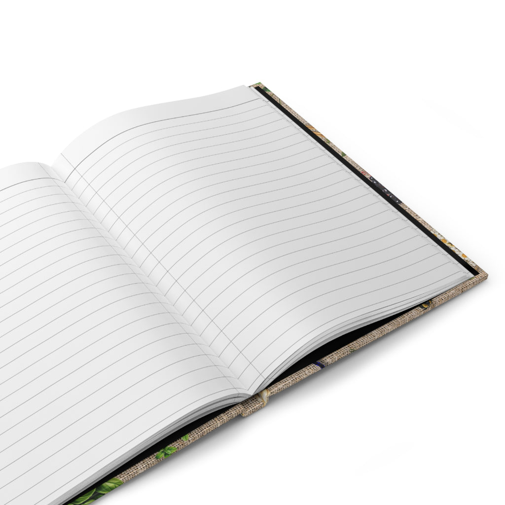 Botanical Herb Journal — Hardcover Matte Notebook with Rustic Plant Pattern