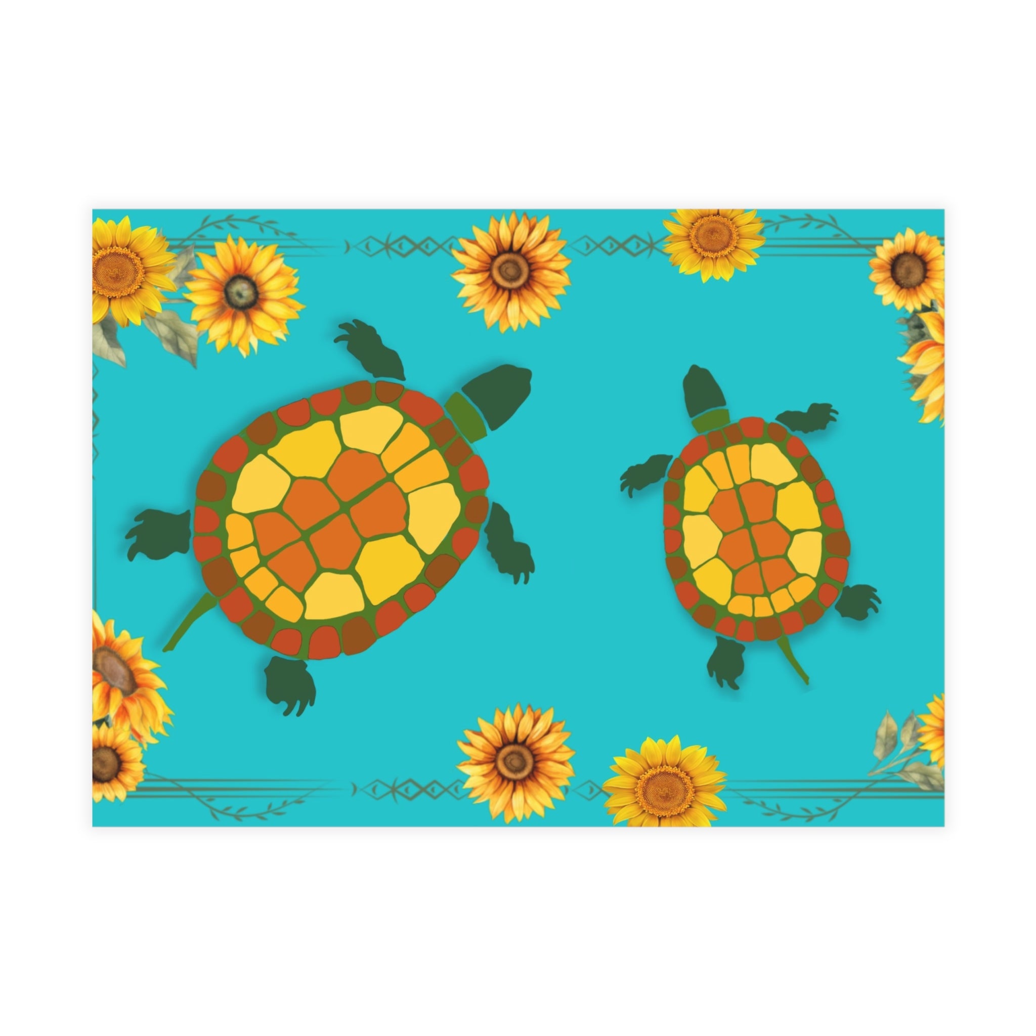 Garden Turtles and Sunflowers Blank Postcard Bundles (envelopes not included)