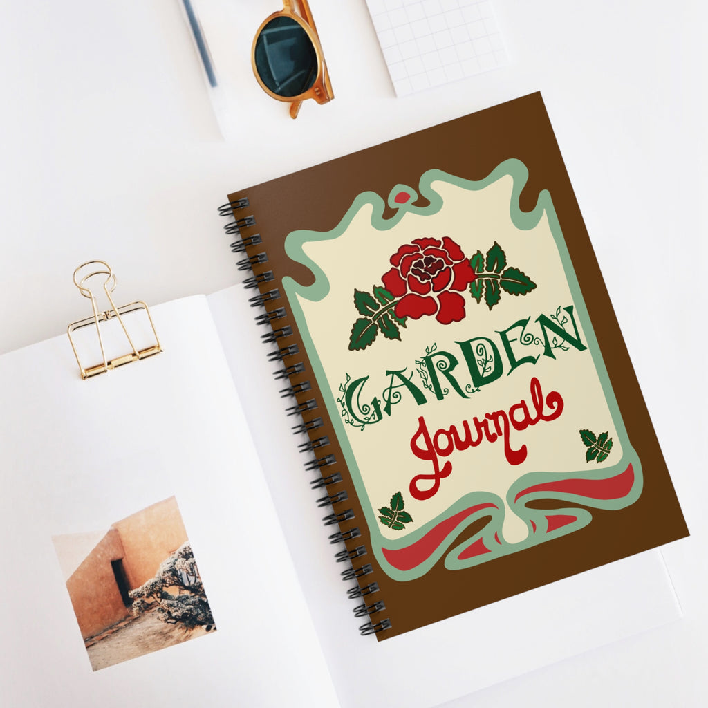 Vintage Art Garden Journal Spiral Notebook — Floral Rose Garden Planner