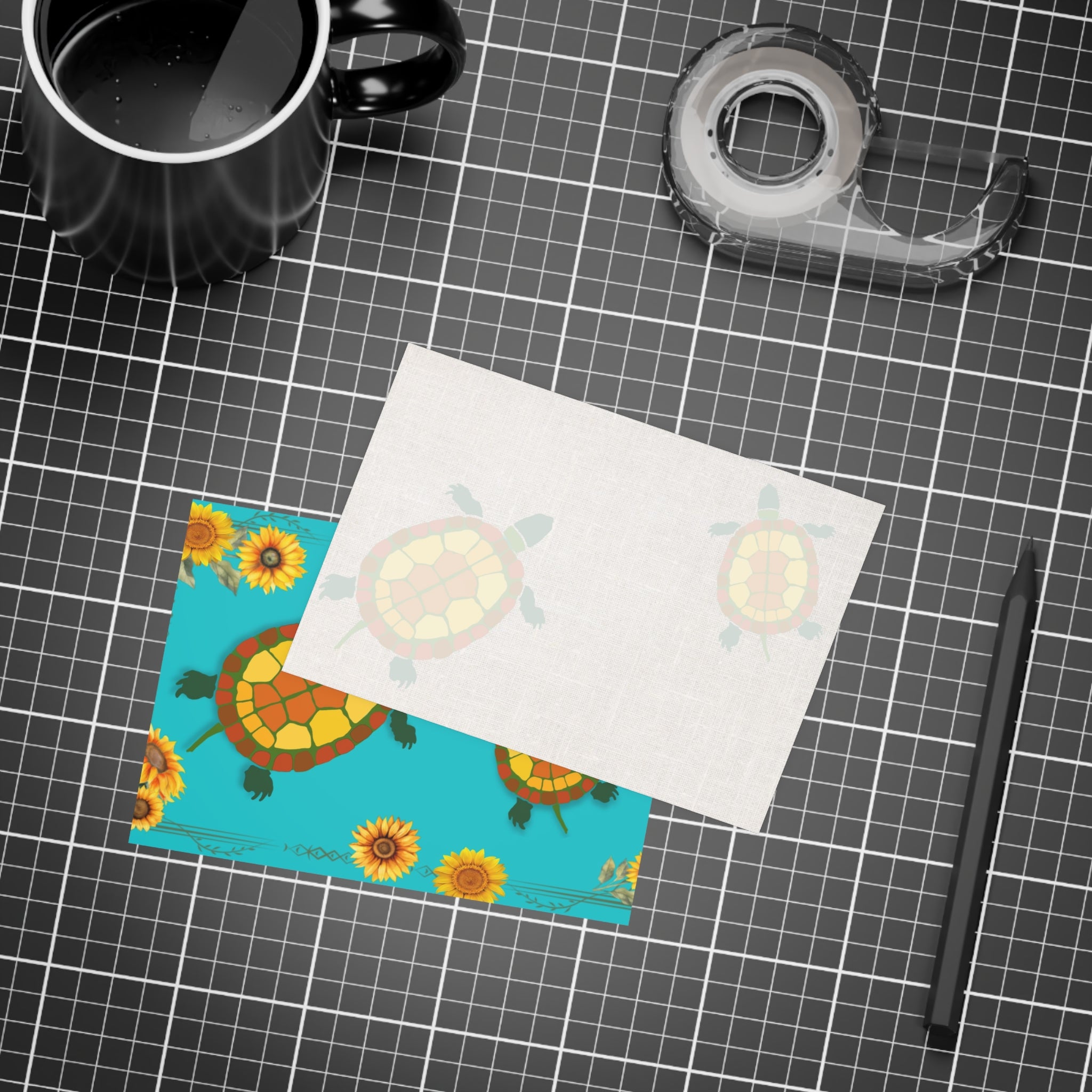 Garden Turtles and Sunflowers Blank Postcard Bundles (envelopes not included)