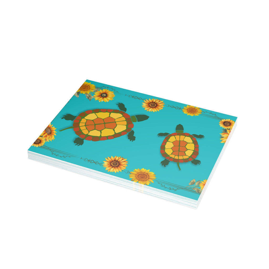 Garden Turtles and Sunflowers Blank Postcard Bundles (envelopes not included)