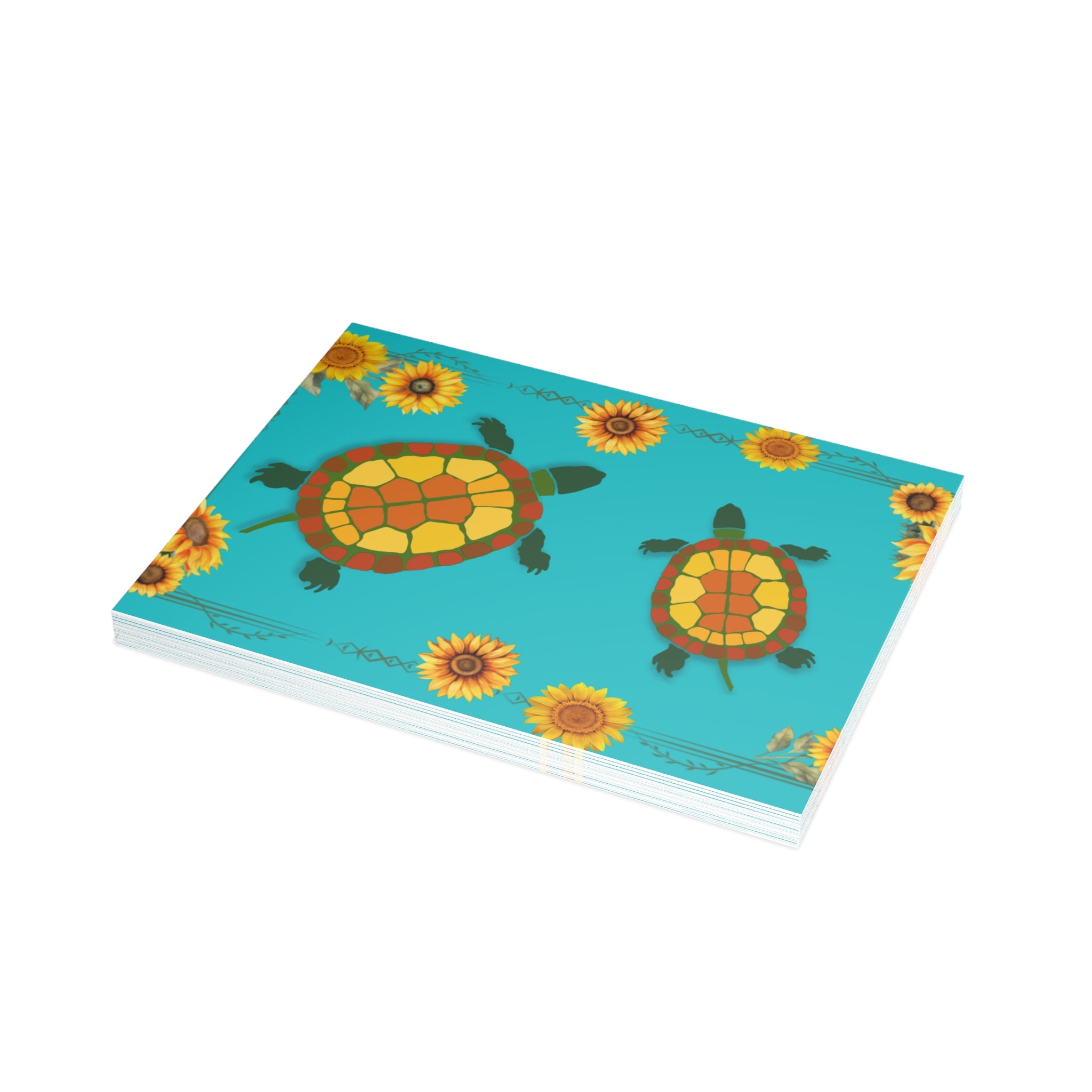 Garden Turtles and Sunflowers Blank Postcard Bundles (envelopes not included)
