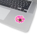 Bumblebee on Pink Daisy Sticker — Kiss-Cut Floral Bee Decal