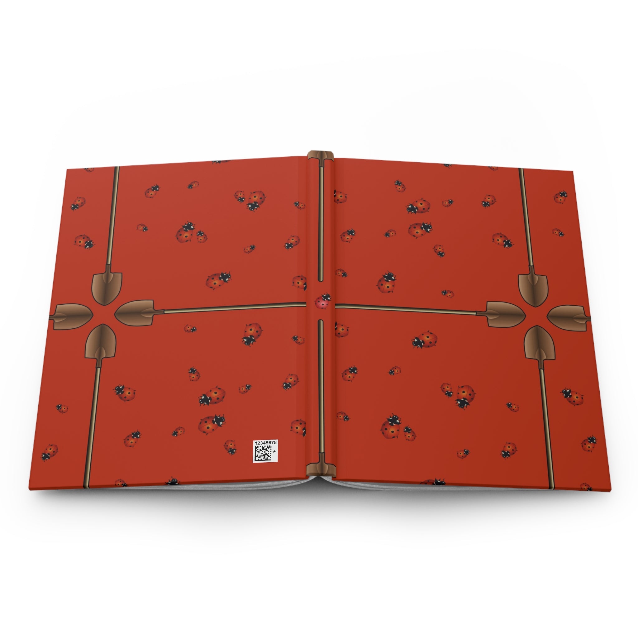 Ladybug Pattern Hardcover Journal — Red Floral Dotted Notebook
