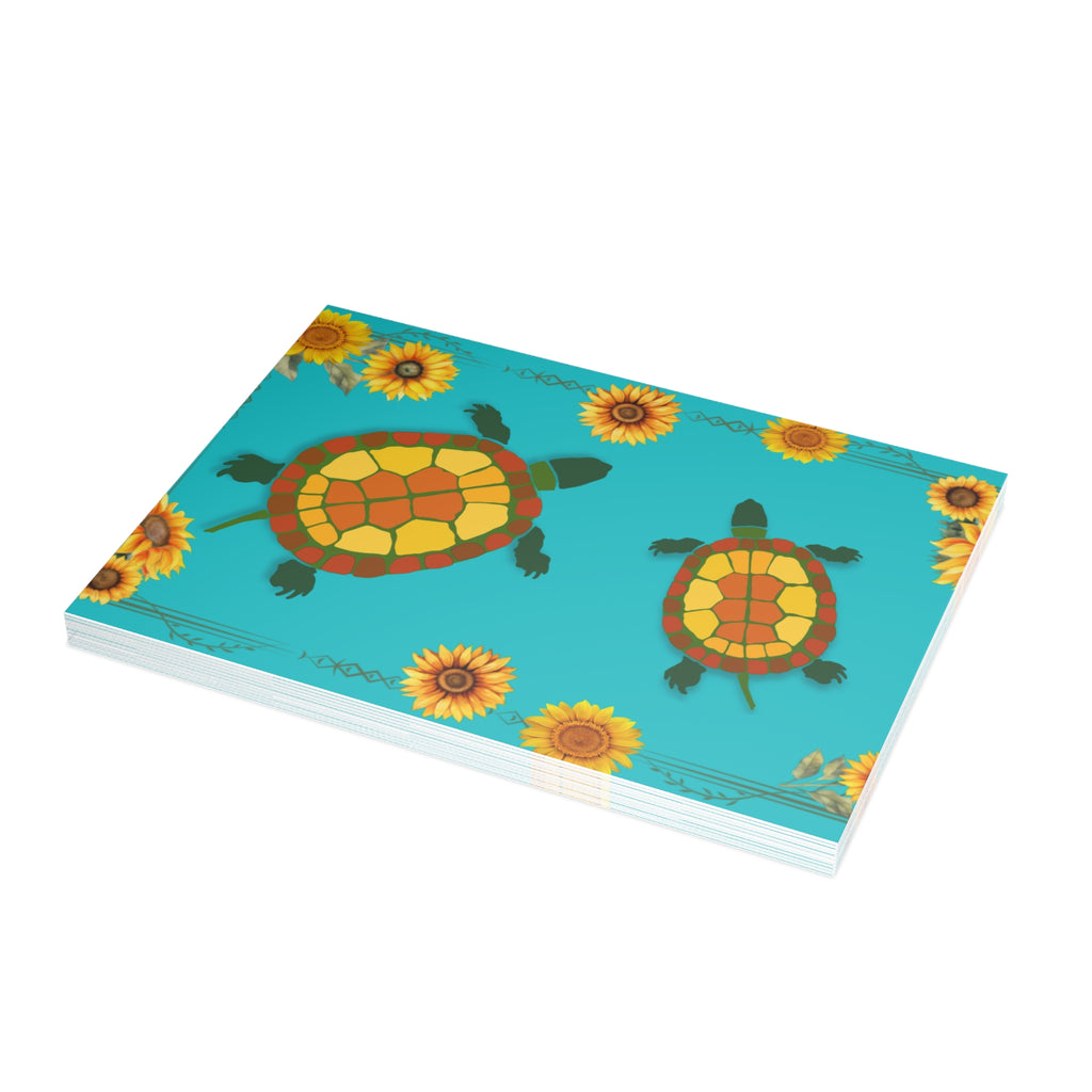 Garden Turtles and Sunflowers Blank Postcard Bundles (envelopes not included)