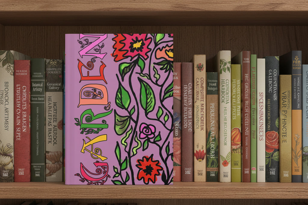 Floral Garden Hardcover Journal — Mauve Matte Notebook with 'Garden' Lettering