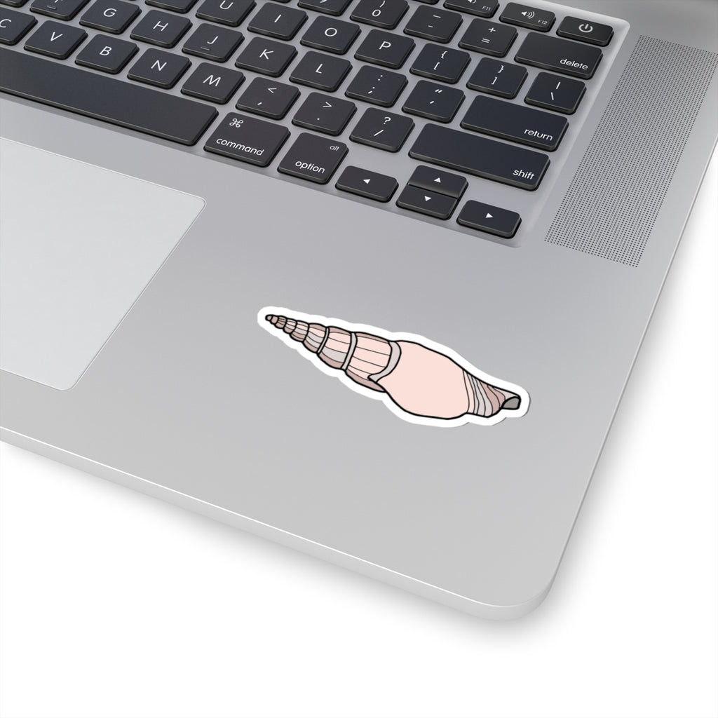 Pink Seashell Sticker — Beachy Kiss-Cut Laptop Decal