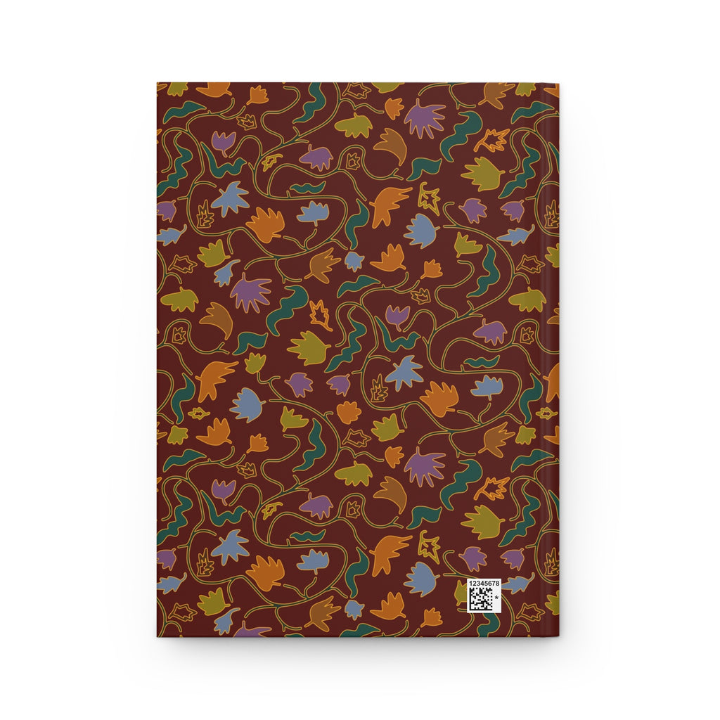 Fall Leaves Hardcover Journal — Hand-Illustrated Brown Leaf & Vine Pattern