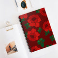 Red Rose Pattern Spiral Notebook — Ruled Journal for Notes & Gifts