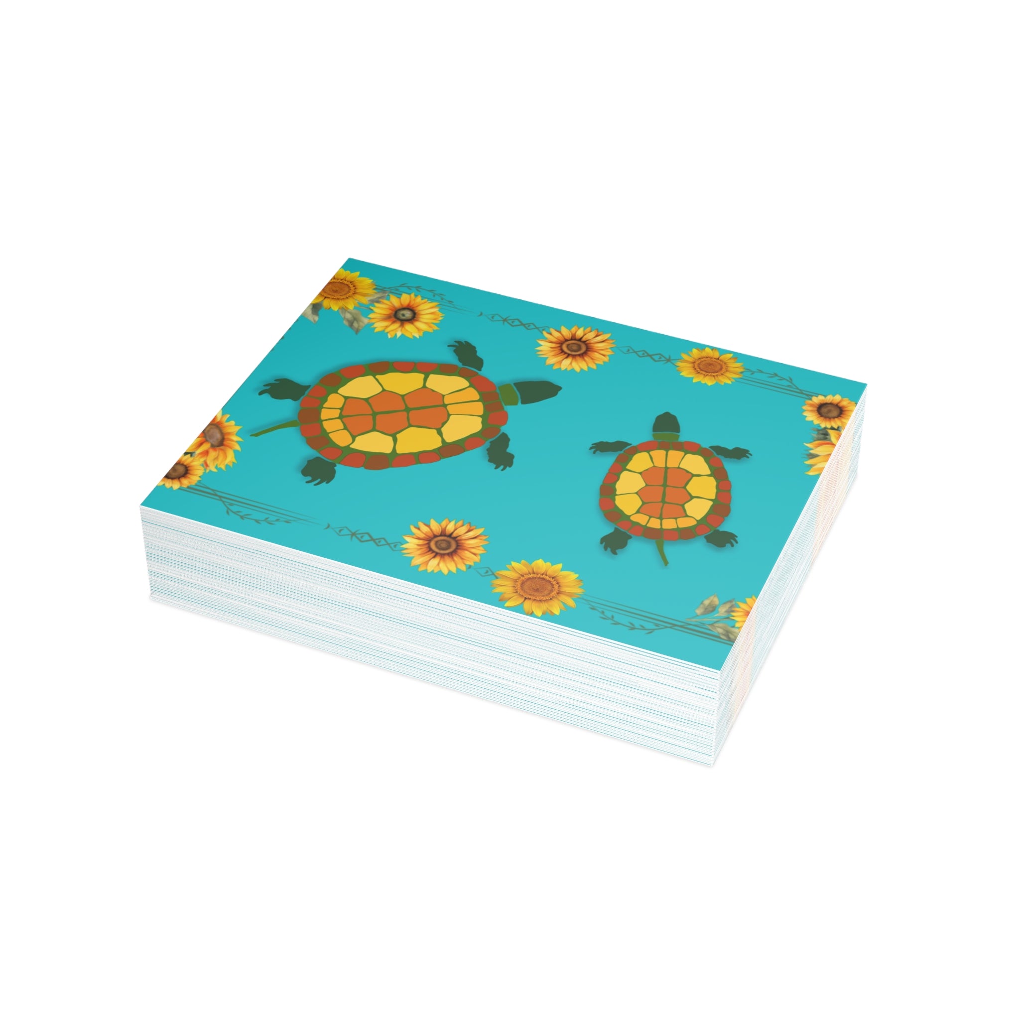 Garden Turtles and Sunflowers Blank Postcard Bundles (envelopes not included)