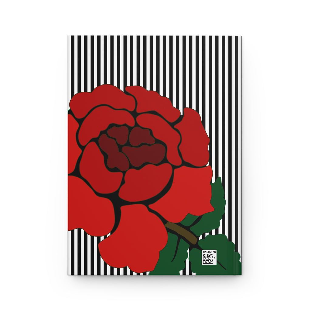 Rose Journal Hardcover — Red Floral Notebook with 'Journal' Script | Vintage Gothic Gift