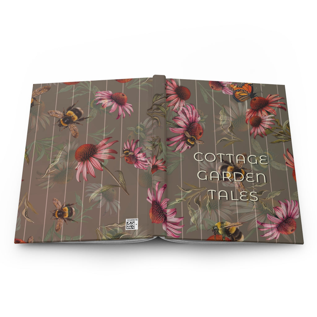 Cottage Garden Tales Hardcover Journal — Floral Bee Notebook for Gardening Notes & Nature Journaling