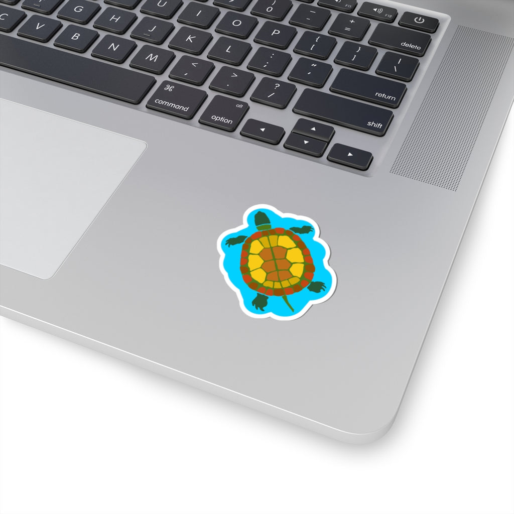 Sea Turtle Kiss-Cut Sticker — Colorful Ocean Turtle Vinyl Decal for Laptops & Water Bottles