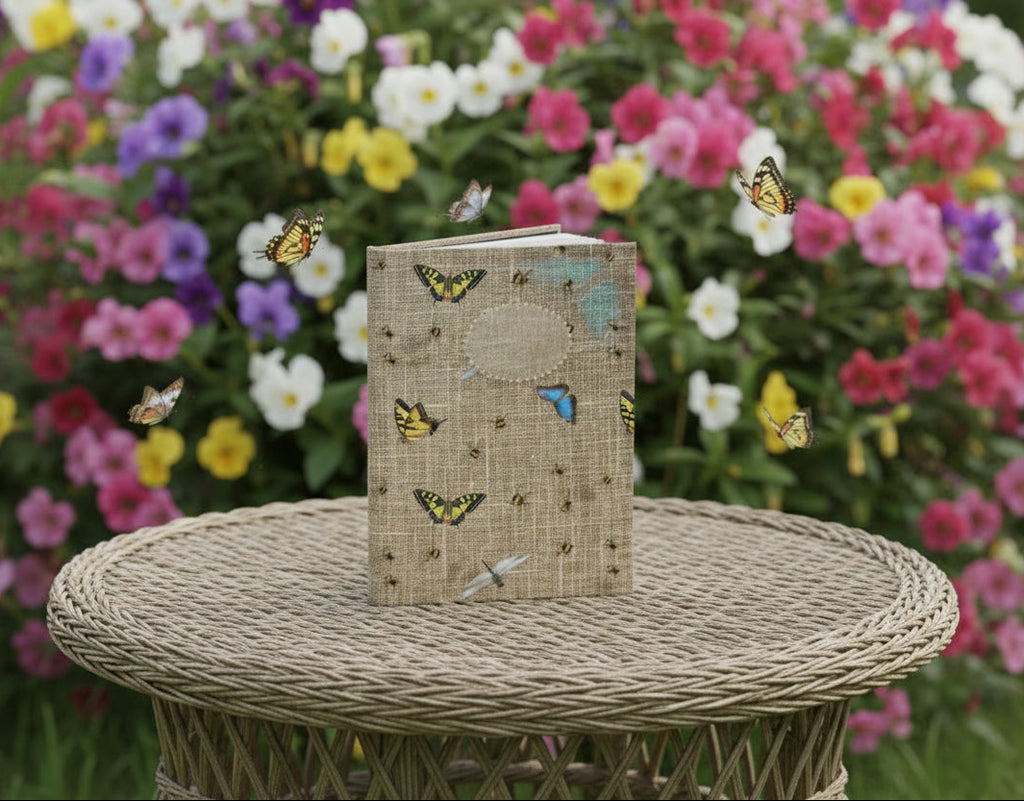 Notebook with butterfly design on a textured cover