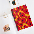 Poppy Pattern Spiral Notebook — Red Floral Ruled Journal
