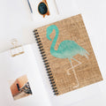 Turquoise Flamingo Burlap Spiral Notebook — Ruled Journal for Beach, Tropical & Summer Notes