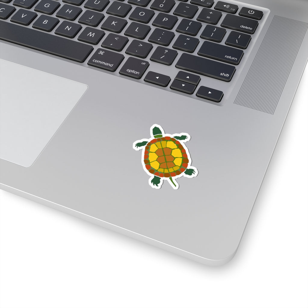 Turtle Kiss-Cut Sticker — Cute Retro Pond Turtle Decal for Laptops & Water Bottles