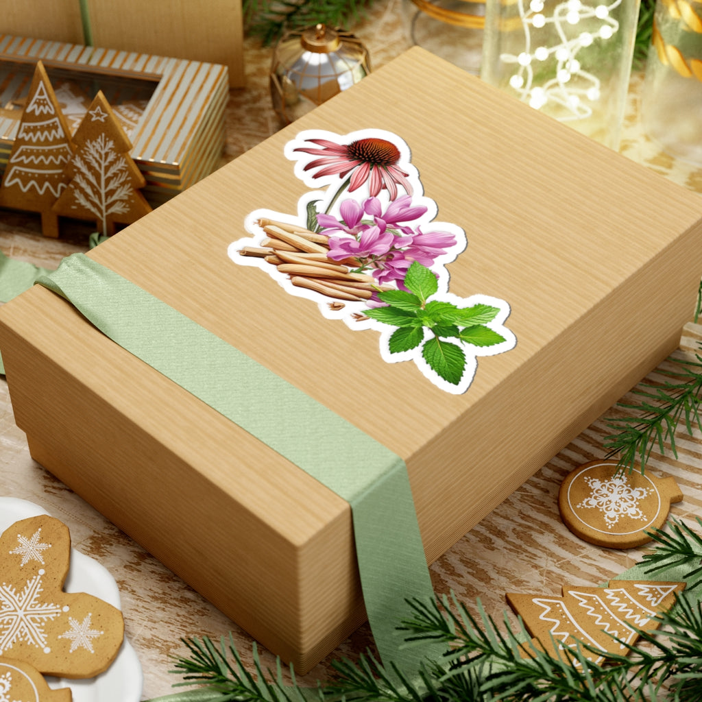 Herbal Wellness Sticker — Echinacea Kiss-Cut Floral Decal