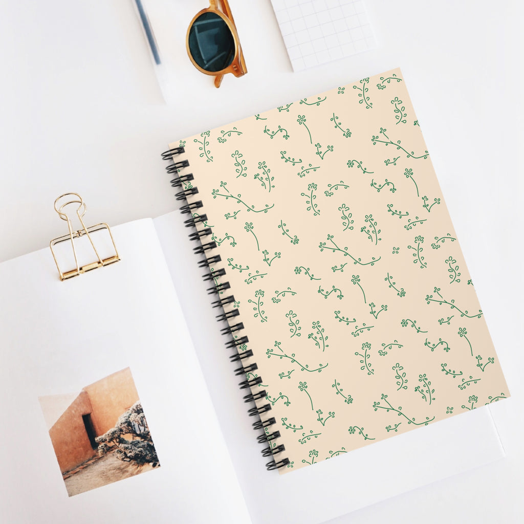 Botanical Ditsy Spiral Notebook — Ruled Floral Journal for Notes & Planning