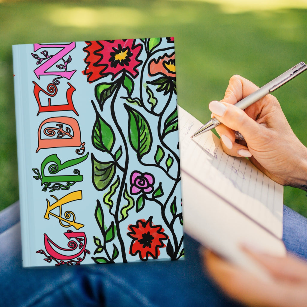 Floral Garden Hardcover Journal — Blue Colorful Floral Matte Notebook