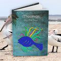 Musings by the Sea Hardcover Journal — Ocean Blue Peacock Feather Notebook for Beach Writing & Travel Notes