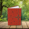 Ladybug Pattern Hardcover Journal — Red Floral Dotted Notebook