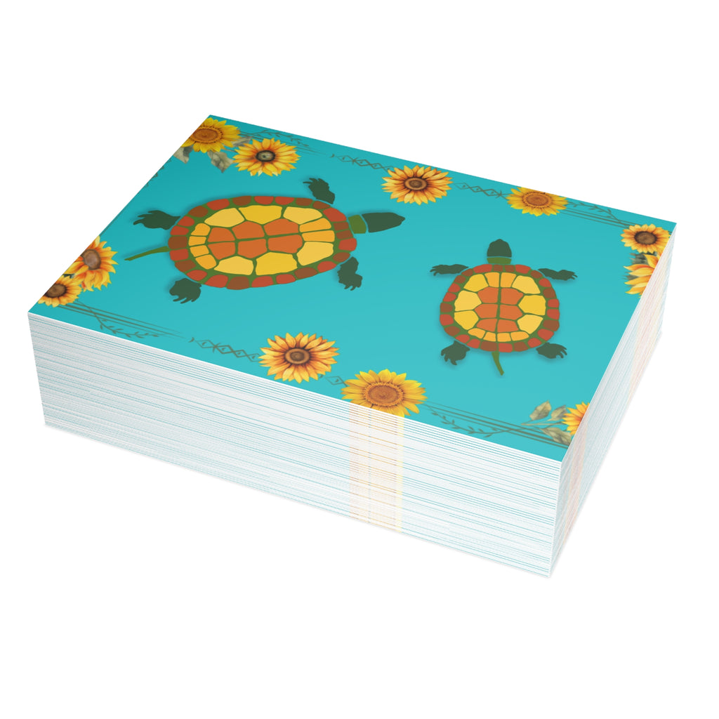Garden Turtles and Sunflowers Blank Postcard Bundles (envelopes not included)