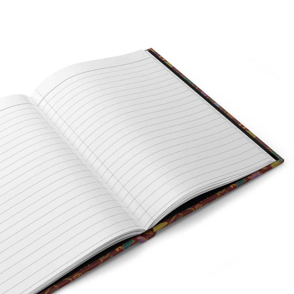 Fall Leaves Hardcover Journal — Hand-Illustrated Brown Leaf & Vine Pattern