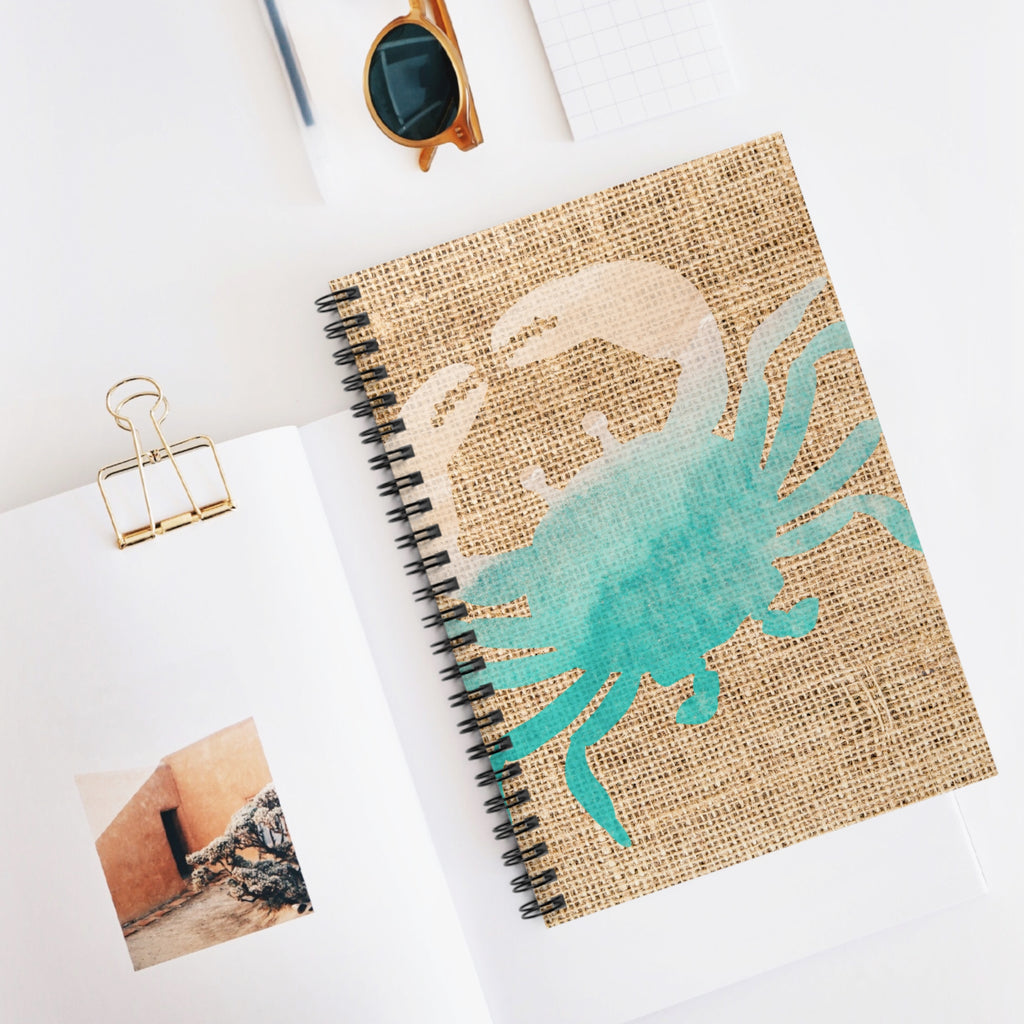 Coastal Crab Spiral Notebook — Ruled Beachy Journal