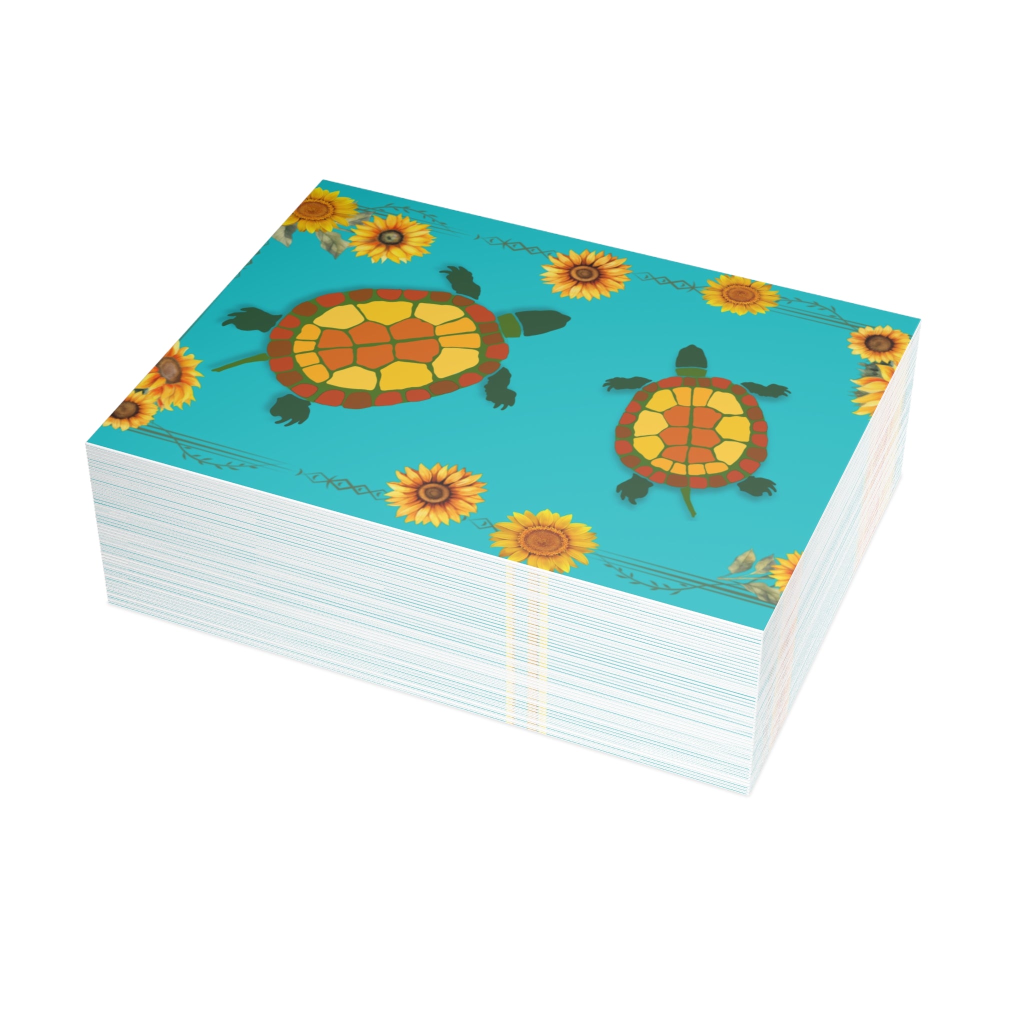 Garden Turtles and Sunflowers Blank Postcard Bundles (envelopes not included)