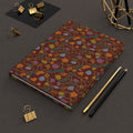 Fall Leaves Hardcover Journal — Hand-Illustrated Brown Leaf & Vine Pattern