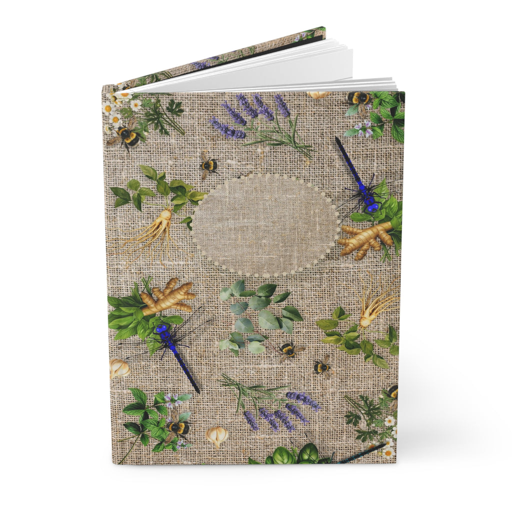Botanical Herb Journal — Hardcover Matte Notebook with Rustic Plant Pattern
