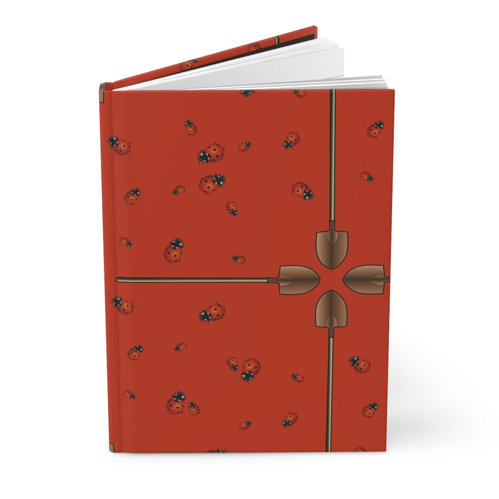 Ladybug Pattern Hardcover Journal — Red Floral Dotted Notebook
