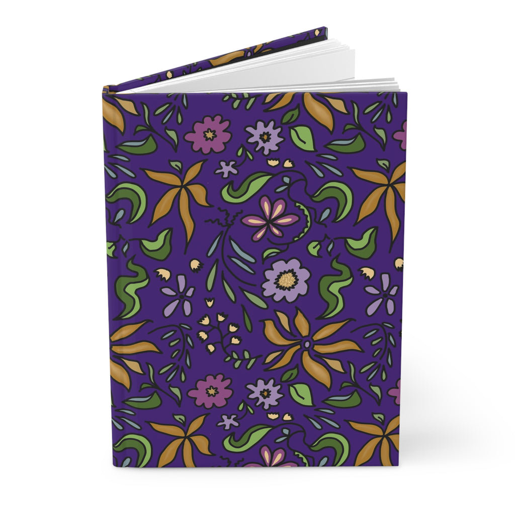 Gold Flowers Illustrated Hardcover Journal — Purple Wildflower Pattern