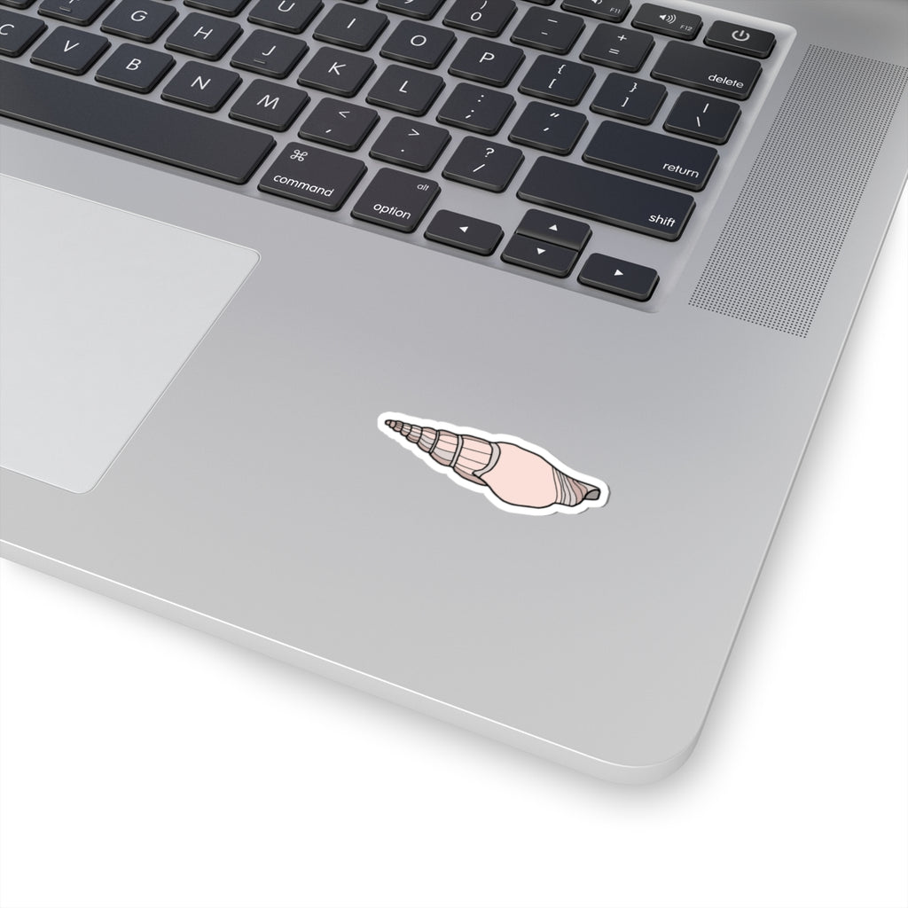 Pink Seashell Sticker — Beachy Kiss-Cut Laptop Decal