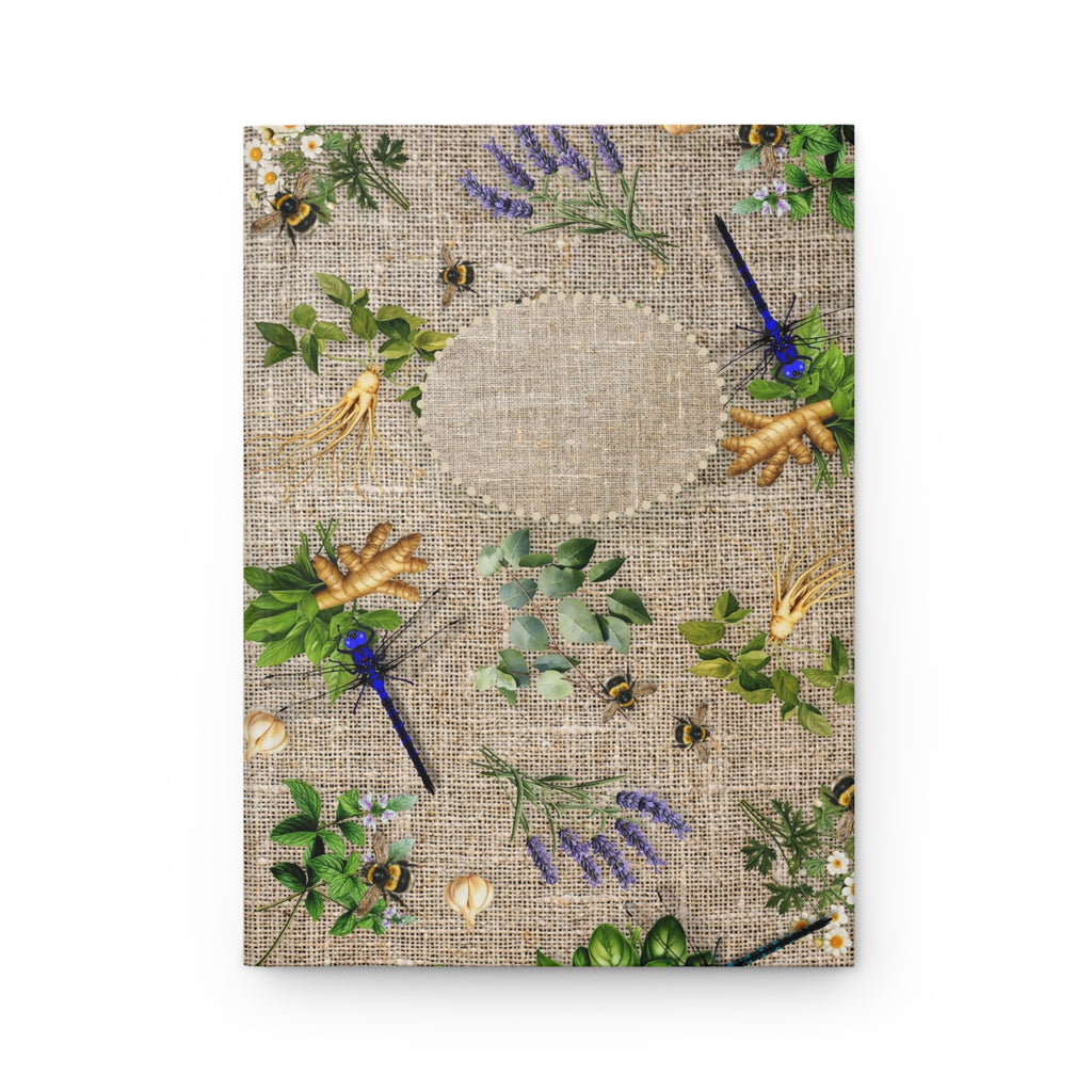 Botanical Herb Journal — Hardcover Matte Notebook with Rustic Plant Pattern
