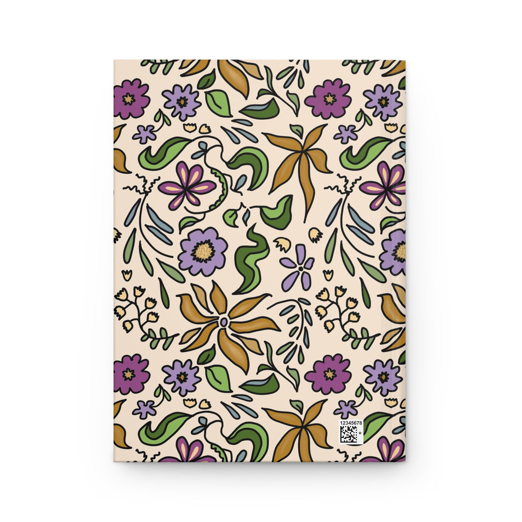 Gold Flowers Pattern Hardcover Journal — Vintage Botanical Notebook