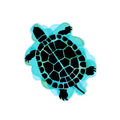 Black turtle silhouette on a blue gradient background