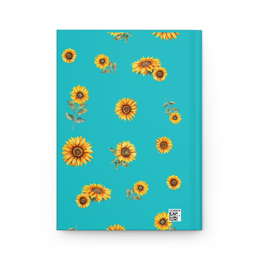 Turtle & Sunflower Hardcover Journal — Bright Teal Notebook for Nature Lovers, Travel Diary & Daily Planner