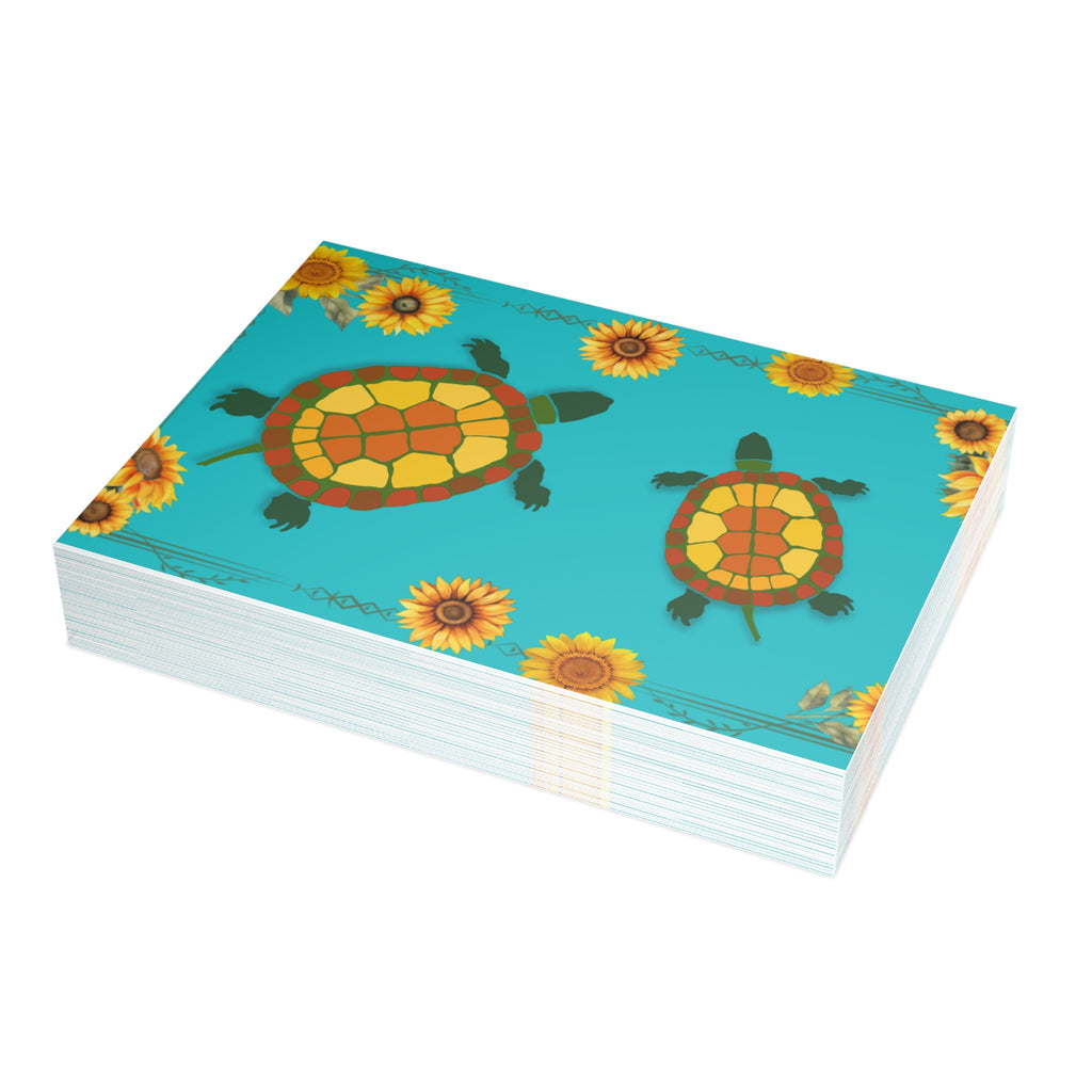 Garden Turtles and Sunflowers Blank Postcard Bundles (envelopes not included)
