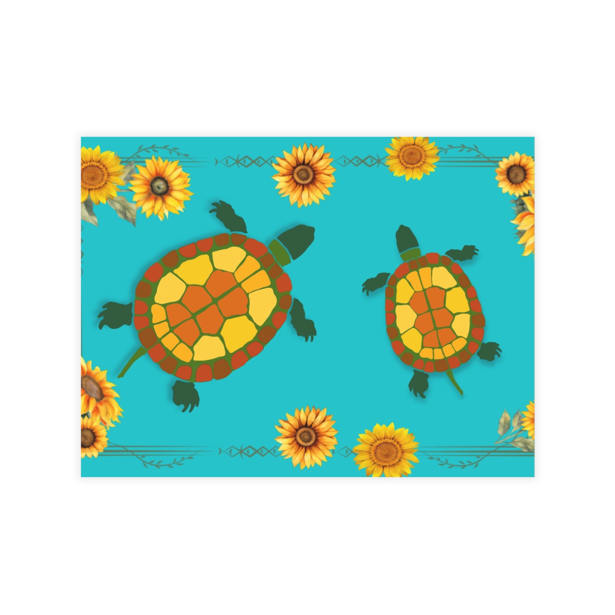 Garden Turtles and Sunflowers Blank Postcard Bundles (envelopes not included)