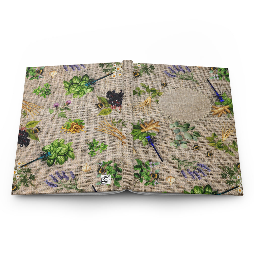 Botanical Herb Journal — Hardcover Matte Notebook with Rustic Plant Pattern