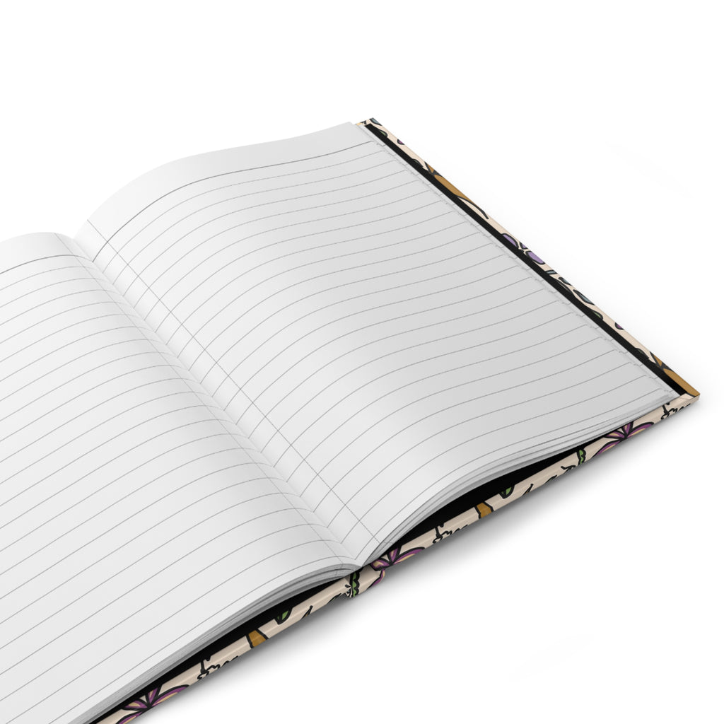 Gold Flowers Pattern Hardcover Journal — Vintage Botanical Notebook