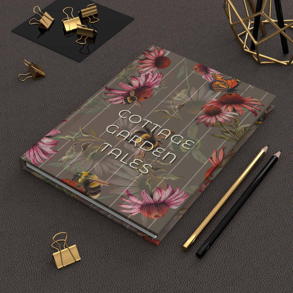 Cottage Garden Tales Hardcover Journal — Floral Bee Notebook for Gardening Notes & Nature Journaling