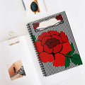 Rose Stripe Spiral Notebook — Red Floral Journal, Ruled Lined Note Book for School & Gifts
