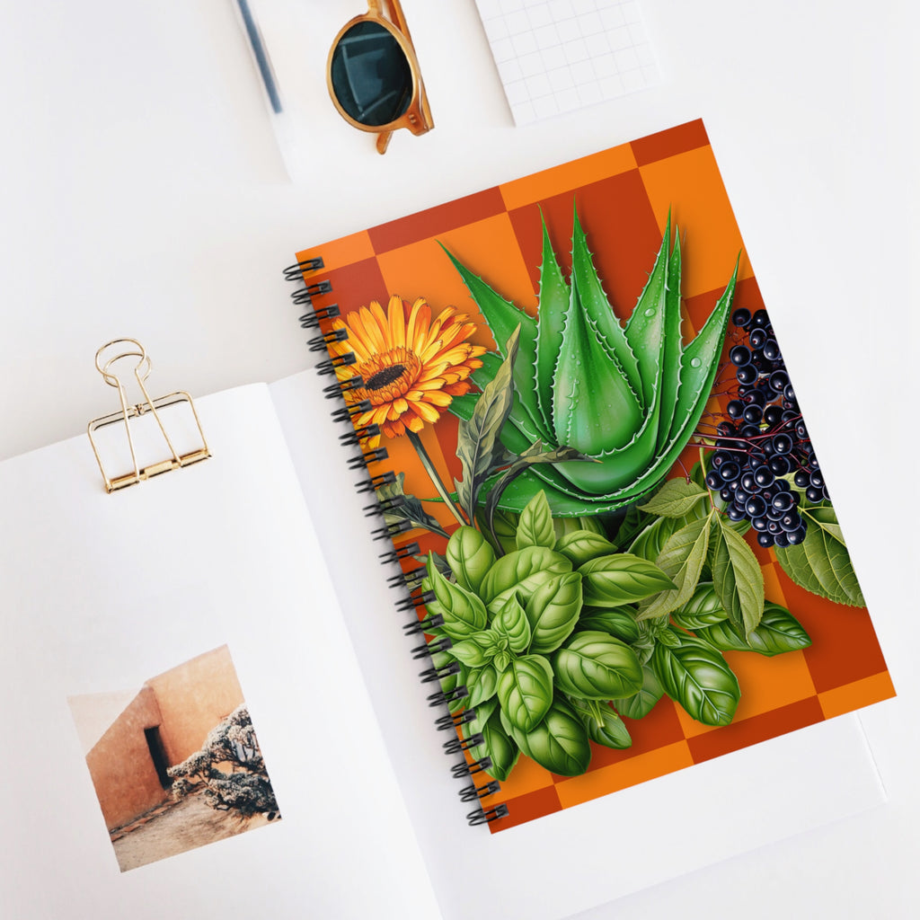 Herbalist Aloe Basil Elderberry Spiral Notebook - Ruled Line