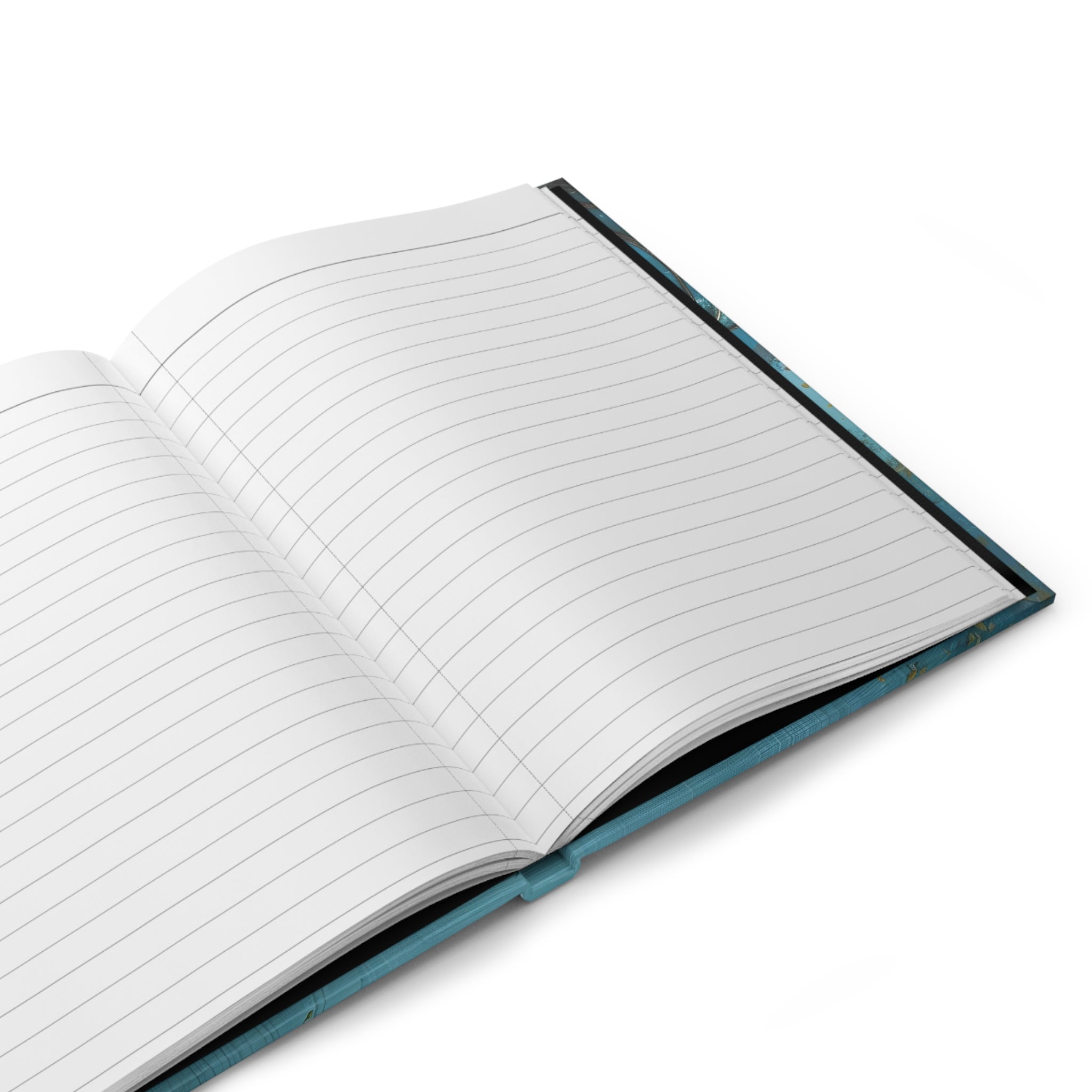 Musings by the Sea Hardcover Journal — Ocean Blue Peacock Feather Notebook for Beach Writing & Travel Notes
